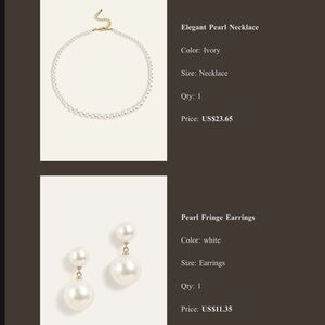 Pearl jewelry set earrings & necklace